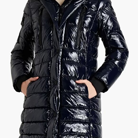DKNY Long Quilted coated shell hooded coat - Picture 1 of 4